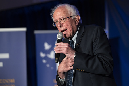 U.S. Senator and presidential candidate, Bernie Sanders speaks during the Unity and Freedom Forum on immigration policy in Pasadena, California.
The event was organized by immigrant rights groups and focused on immigration reform. This weekend most of the Democratic candidates will also attend the 2019 California Democratic Party State Convention in San Francisco.