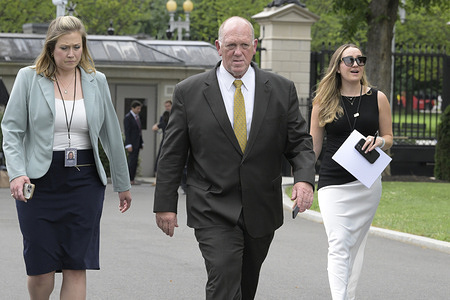 US Immigration and Customs Enforcement, Director Tom Homan walks through West Wing after finish his Fox Tv Interview at Pebble Beach/White House in Washington DC, USA.