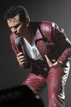 Colombian singer Silvestre Dangond, performs live on stage during the concert at the Movisat Arena.