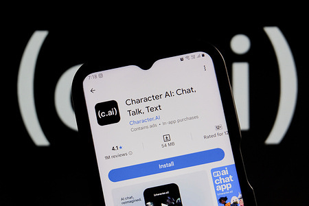 In this photo illustration, the Character AI chatbot logo is seen displayed on a smartphone.