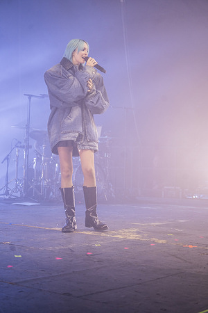 The famous Italian singer Rose Villain, aka Rosa Luini, performs live at Casa della musica for Radio trilogy tour in Naples.
