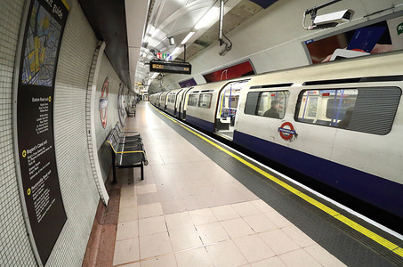 An almost empty train at London Kings Cross St Pancras Tube station and an empty platform during the corona pandemic.
Train and Underground stations around London look deserted as Coronavirus fears spread and travel restrictions are expected.