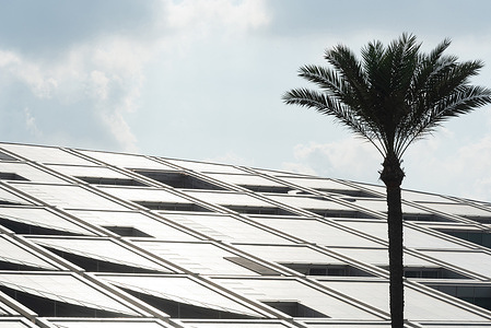Architectural detail of The Bibliotheca Alexandrina a major library and cultural center on the shore of the Mediterranean Sea in Alexandria.