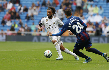 Real Madrid CF's Marcelo Vieira seen in action during the Spanish La Liga match round 4 between Real Madrid and UD Levante at Santiago Bernabeu Stadium in Madrid.
(Final score; Real Madrid 3:2 UD Levante)