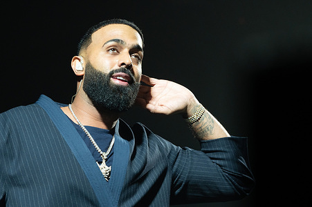 Recording artist Eladio Carrion performs during his Don KBRN World Tour at Movistar Arena, January 28, 2026, Madrid, Spain