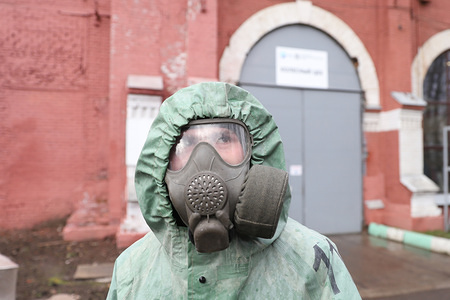 Russian soldier wearing a protective suit disinfects a train factory area to prevent the spread of coronavirus (COVID-19).
Russia has recorded at least 24490 cases and 198 deaths by the COVID-19 disease.