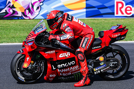 Marc Marquez of Spain and Ducati Lenovo Team seen during MotoGP GP16 Red Bull Grand Prix of San Marino and the Rimini Riviera - Box Pit Lane at Misano World Circuit Marco Simoncelli.