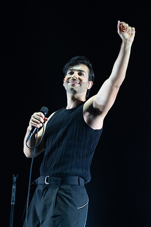 Agoney Hernández Morales performs at a concert at Movistar Arena in Madrid.