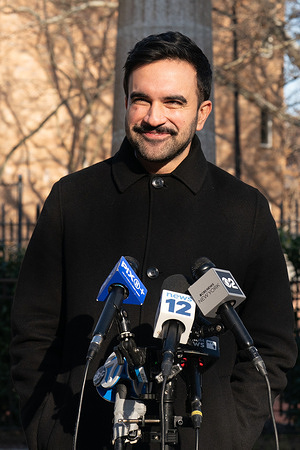 New York City Mayor-elect Zohran Mamdani speaks to the press after endorsing Diana Moreno for New York State Assembly in Queens, New York City. Moreno is one of three democratic socialists on the ballot for New York's 36th State Assembly district of Astoria.