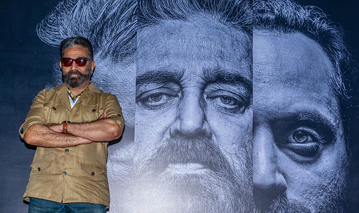 Kamal Haasan, Indian actor seen promoting his upcoming action thriller movie "VIKRAM HITLIST" at PVR Priya, Vasant Vihar, New Delhi.