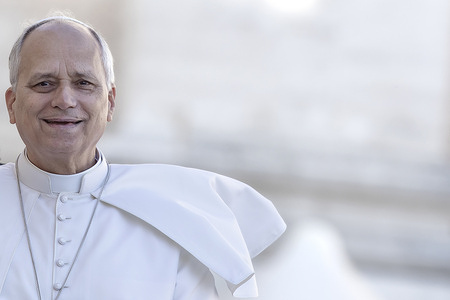 Pope Leo XIV leads his weekly general audience in St. Peter's square at the Vatican.