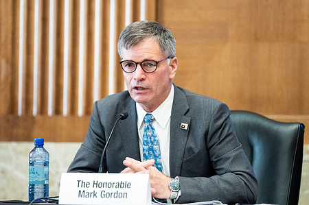 Mark Gordon, Governor, State of Wyoming, speaks at a hearing of the Senate Energy and Natural Resources Committee.