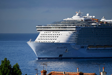 The passenger cruise ship Allure of the Seas arrives at the French Mediterranean port of Marseille.