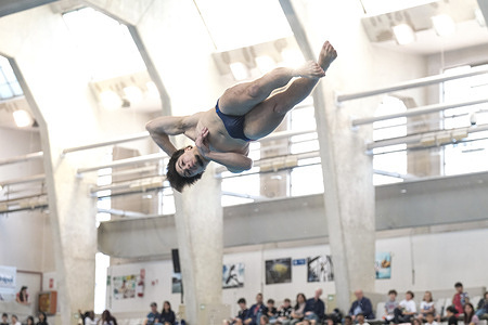 Matteo Cafiero of GS Fiamme Oro seen during the Italian Absolute Indoor Open Diving Championships – Men’s 1m Springboard Heats at Piscina Monumentale.
