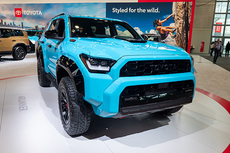 A 2026 Toyota 4Runner Hybrid seen on display at the New York Auto Show media day at the Jacob K. Javits Convention Center on April 01, 2026 in New York City.