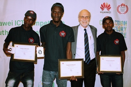 Some of the students who participated in the Huawei ICT Competition 2019.
during the ceremony.
Awarding ceremony of students who participated in the Huawei ICT Competition 2019, held at the Gaborone International Convention Centre in Gaborone, Botswana.