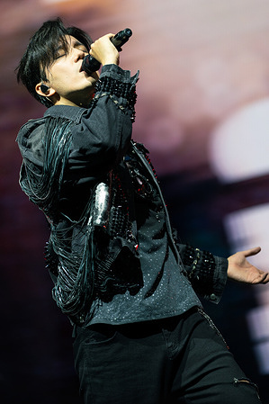 Dimash Qudaibergen performs on stage during his 'Stranger Tour' at Ovo Wembley Arena.