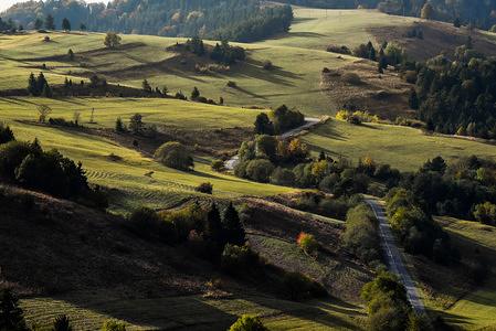A general view of Slovakian country side under sunlight.