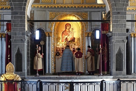 The Christmas mass held at the Surp Giragos Armenian Church. Christmas was celebrated with a service at the Armenian Surp Giragos Church.