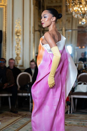 Anastasia Degtyarenko walks the runway during the Imane Ayissi Haute Couture Week Spring/Summer 2026 show as part of Paris Fashion Week.