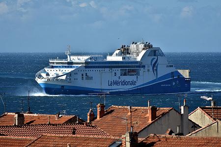 The liner Piana passenger ship arrives at the French Mediterranean port of Marseille.