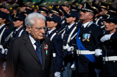 President of the Italian Republic Sergio Mattarella attends the annual military parade on the occasion of celebrations for the Italian Republic Day.