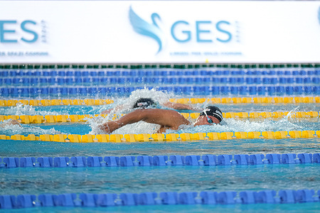 Luca De Tullio of Italy in action during the Men's 800m Freestyle, Heat 1 of 2 on Day 2 of the International Swimming - 61th "Settecollli" Trophy 2025.