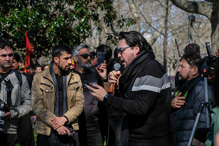 Qari (Quran reader) Mohammad Fezan seen during Arbaeen procession. The 16th annual Arbaeen processions is organised by Ashura. Melbourne Shia Muslim community commemorates Arbaeen - 40th day after Ashura, day of death of Imam Hussain, grandson of Prophet Mohammad. The procession marched from Queen Victoria Gardens to Birrarung Marr.