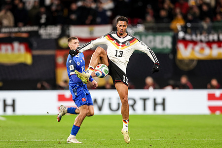 Felix Nmecha of Germany seen in action during European World Cup Qualifiers 2026 football match between Germany and Slovakia at RedBull (Leipzig). Final score Germany 6 : 0 Slovakia.