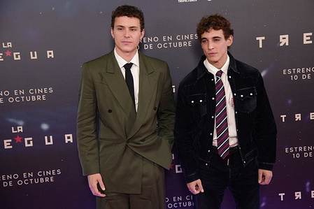 Arón Piper and Migue Herrán attend the red carpet of the film "La Tregua" at the Capitol theater in Madrid.
