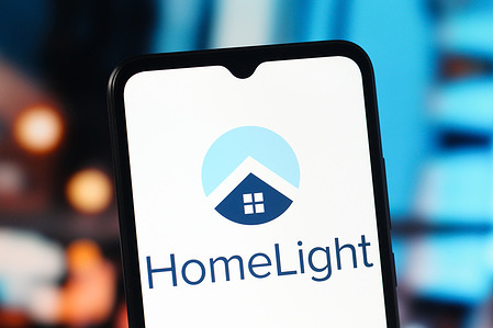 In this photo illustration, the HomeLight (Home Light) logo is seen displayed on a smartphone screen.