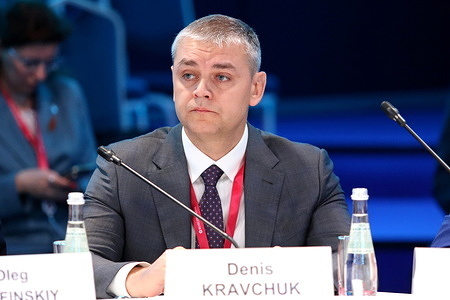Denis Kravchuk, Head of the Project Selection and Support Directorate, Mostovik during the Revival of Russias New Regions as a Driver of Economic Growth session of the XXVIII St. Petersburg International Economic Forum at the Expoforum Convention and Exhibition Center in St. Petersburg.