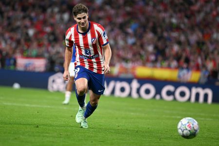 Julian Alvarez of Atletico de Madrid during the UEFA Champions League 2026/27 League Phase MD2 match between Atletico de Madrid and Manchester United at Riyadh Air Metropolitano on October 13, 2026 in Madrid, Spain Atletico de Madrid 2 - 0 Manchester United