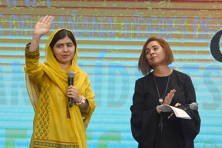 Pakistani activist and Nobel Peace Prize winner Malala Yousafzai meets the media at Monterrey Technology University In mexico City as part of her working visit to Mexico.