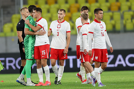 Players of Poland seen during the UEFA UNDER 21Championship 2027 (qualifications) match between Poland and Montenegro at Arena Katowice Stadium. Final Score; Poland 2:0 Montenegro.