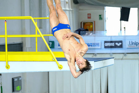 Peder Hubred seen during the Italian Absolute Indoor Open Diving Championships – Men’s 3m Springboard Heats.