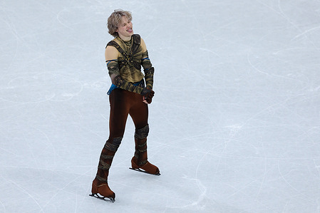Ilia Malinin of United States competes during the Figure Skating Team Event Men Single Skating - Short Program of the Milano Cortina 2026 Winter Olympics at Milano Ice Skating Arena in Milan.