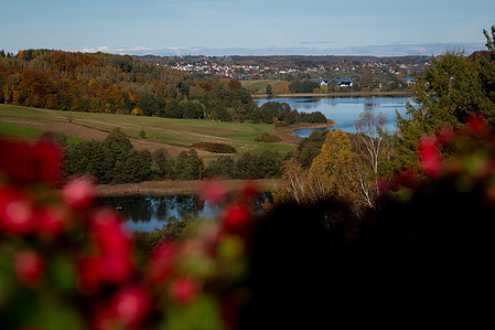 A view of Lake Brodno Male and Lake Klodno near Chmielno in Kashubia region.