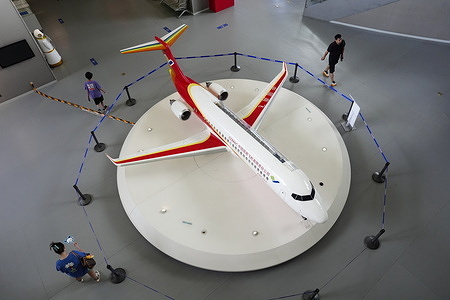 People seen visiting the China Civil Aviation Museum.