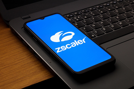In this photo illustration, the Zscaler logo is seen displayed on a smartphone screen.