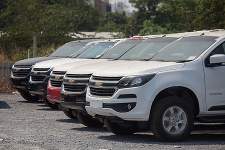 Chevrolet vehicles parked at the showroom.
General Motors Company Limited and Chevrolet Sales announces the end of sales of Chevrolet vehicles in Thailand by the end of 2020, and offers reduced prices by 30-50% for Chevrolet vehicles.
