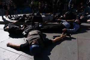 SOPA Images - Galerie - Journalists' Action for Gaza performance in ...