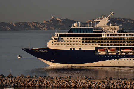 The passenger cruise ship Marella Explorer arrives at the French Mediterranean port of Marseille.
