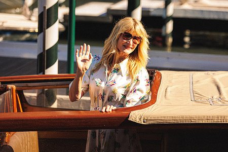 American actress Laura Dern is seen at the Darsena Excelsior after the Golden Lion for Lifetime Achievement ceremony honoring George Clooney during the 83rd Venice International Film Festival.