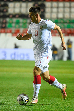 Aleksandr Shestyuk from Belarus seen in action during the UEFA U21 Championship 2023 group D qualifying match between Portugal and Belarus at Estadio Jose Gomes, in Lisbon.
(Final score: Portugal 1:0 Belarus)