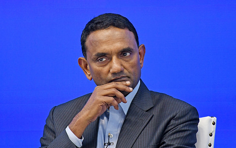 K.Krithivasan, Chief Executive Officer (CEO) and Managing Director (MD) of Tata Consultancy Services (TCS) is seen during a press conference to announce Q1 results at Tata Consultancy Services (TCS) office in Mumbai. In this quarter, clients prioritized scaling AI across the enterprise, transforming contact centers, optimizing costs, and improving cyber defense capabilities. The growth for the quarter was led by AI and Data, TCS interactive, and cyber security. Win themes across key deals involved operating model transformation, Vendor consolidation, AI powered intelligent automation, and SAP S4/HANA based transformation deals.