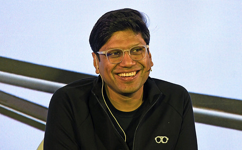 Peyush Bansal, co-founder and Chief Executive Officer (CEO) of Lenskart Solutions Limited, is seen during the Initial Public Offering (IPO) press conference in Mumbai. Eyewear retailer Lenskart Solutions Limited's Initial Public Offering (IPO) will be open for public to subscribe from 31st October 2025 and will close on 4th November 2025. Price band of per share is set between Rs.382 (4.33 USD) - Rs.402 (4.56 USD).