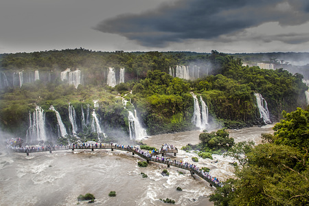 View of the Iguaçu Falls, one of the world's greatest natural wonders, on the border of Brazil and Argentina.