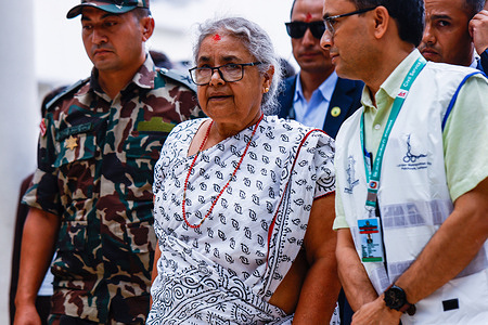 Newly appointed first female interim Prime Minister, Sushila Karki visits victims injured during the Gen Z protests at Civil Hospital.