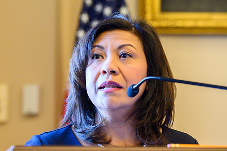 United States Representative Norma Torres (D-CA) seen speaking at the Center for Strategic and International Studies (CSIS) event on "Future of the Rule of Law, CICIG, and Justice Reform in Guatemala" held in the Rayburn House Office Building in Washington, DC.